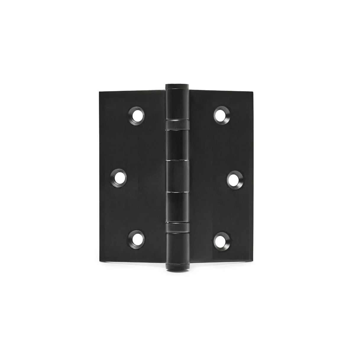 3.5" x 3.5" Matte Black Square door hinge. Stainless steel, rust-proof pins for added durability. 30 pounds per hinge. Easy to install. Luxury interior door hardware for home design. Zuperior Hardware online shop for contemporary design door hardware.