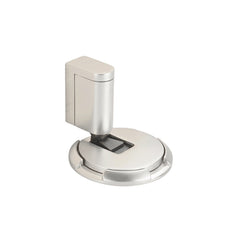 Satin nickel windproof door stops. Durable and long-lasting doorstop. Adjustable and babyproof for bedroom and bathroom. Minimalist interiors door hardware