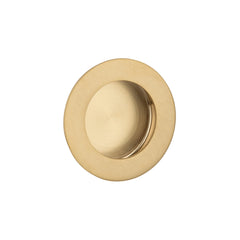 Zuperior satin brass round flush pull. Entry door lock on Zuperior Hardware online showroom.