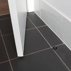 The door stop is hidden when installing in door and floor