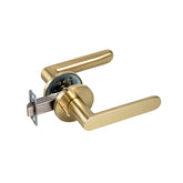 Satin brass door levers. Frameless and Invisible door lock. Suitable for the USA, Canada, and Australia door holes. Free shipping is available at the Zuperior Hardware online shop for all orders.