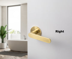 Satin brass door handles for bathroom and bedroom. Best collection door hardware for 2025 interior design.