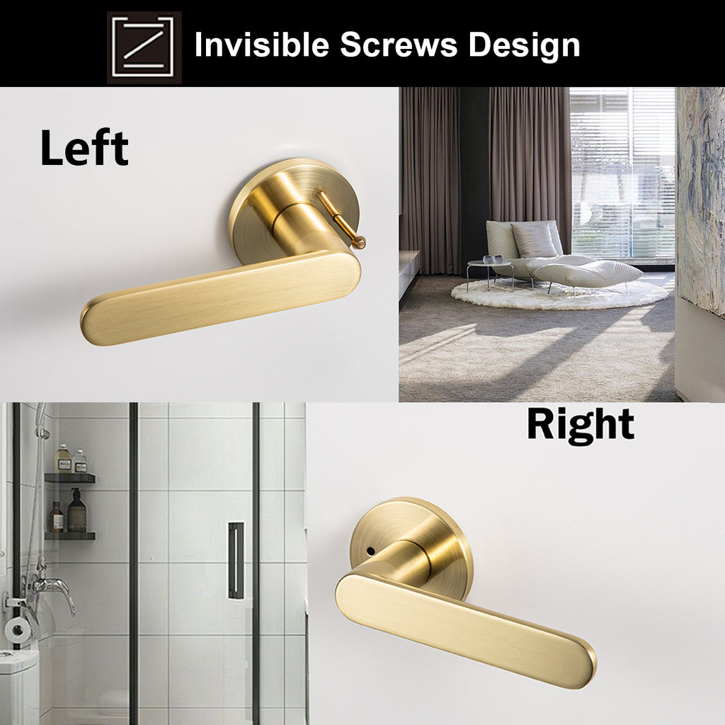 Lewon Passage Door Handles - Satin Brass